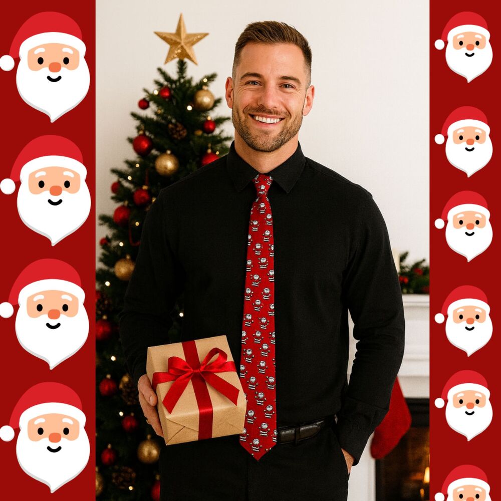 Surrey Santa Clause All Over Graphic Tie For Christmas